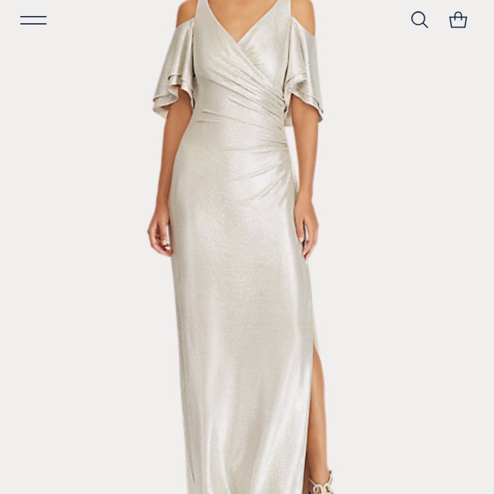 Ralph Lauren Cold-Shoulder Jersey Gown